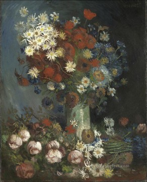 Still life with meadow flowers and roses Vincent van Gogh Oil Paintings